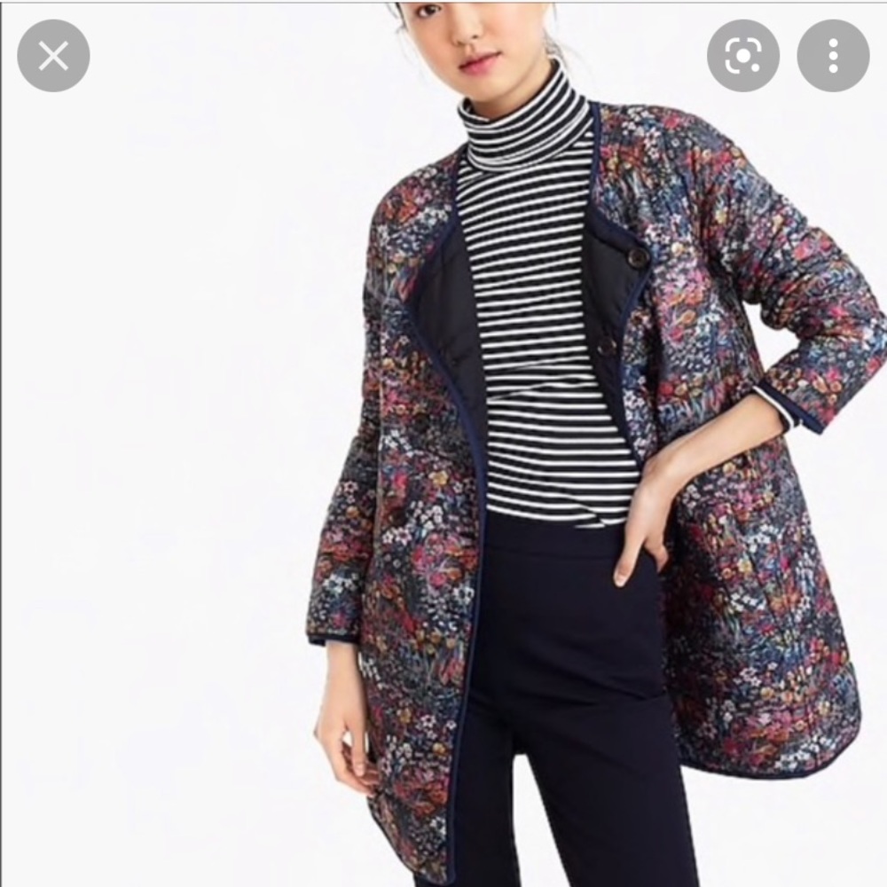 Jcrew x Liberty quilted navy jacket. XS.